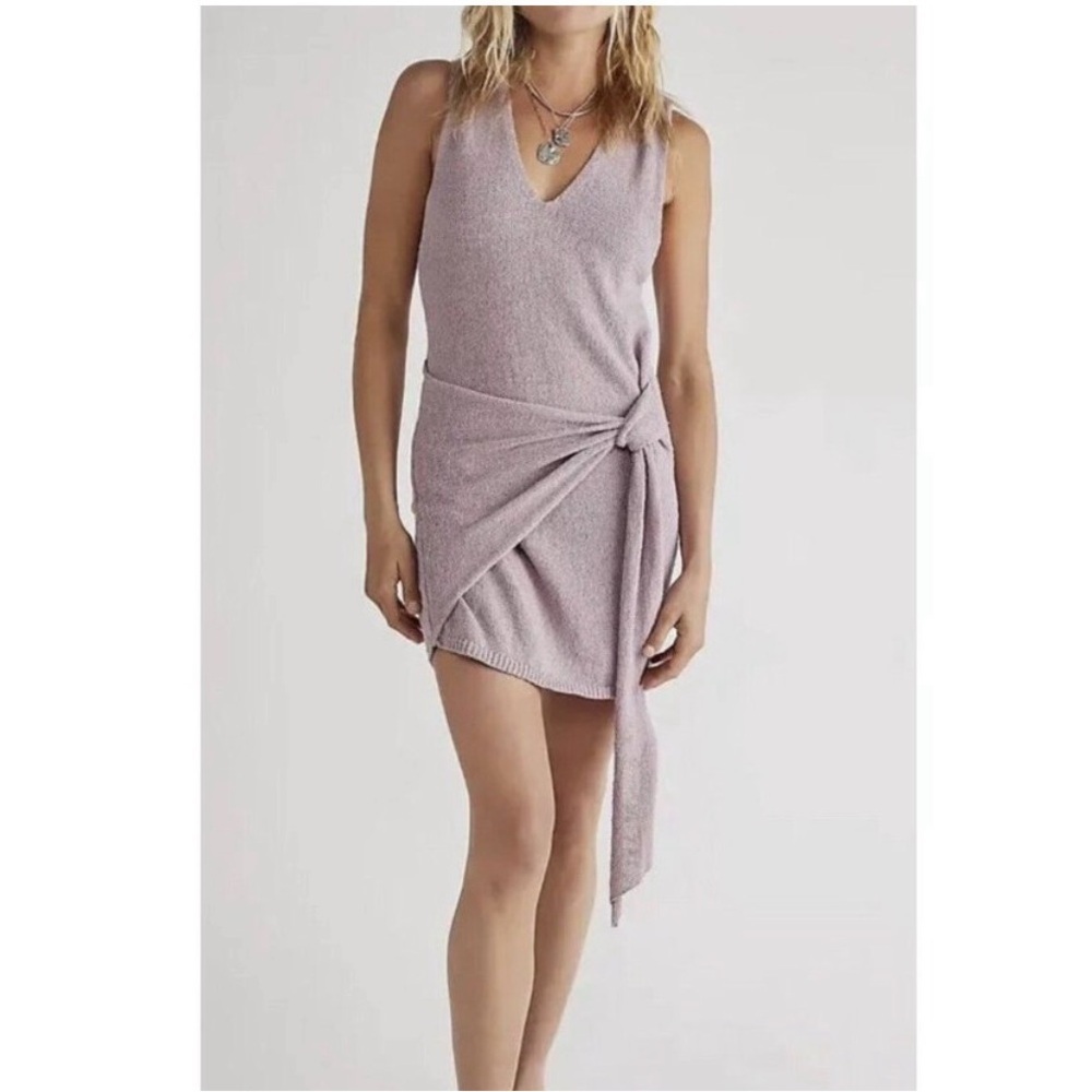 NWT Free People Beach free-est Poppy Mini Sweater Dress in Lilac- Size Large